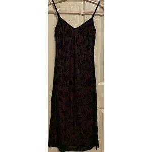 Vintage Rampage Black Lace Burgundy Whimsigoth Velvet Dress Grunge Sz M Y2k USA